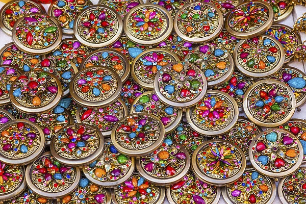 Colorful Souvenir Jewlery Many Colored glass stones hair clips necklace Guanajuato Mexico