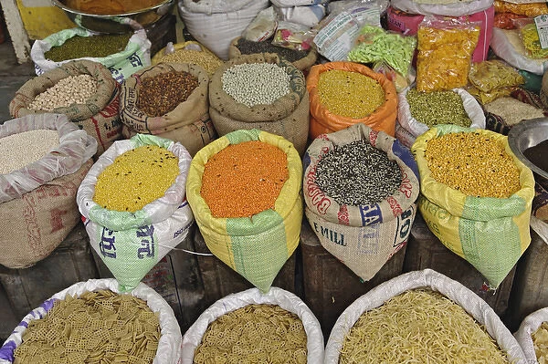 Colorful spices at the vegetable market, Udaipur, India