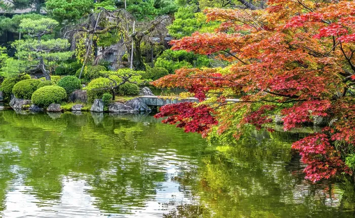 Framed Print : Colorful stone bridge East Lake, Heian-jingu Shrine, Kyoto, Japan. Built in 1895 copy of the 1100's Imperial Palace