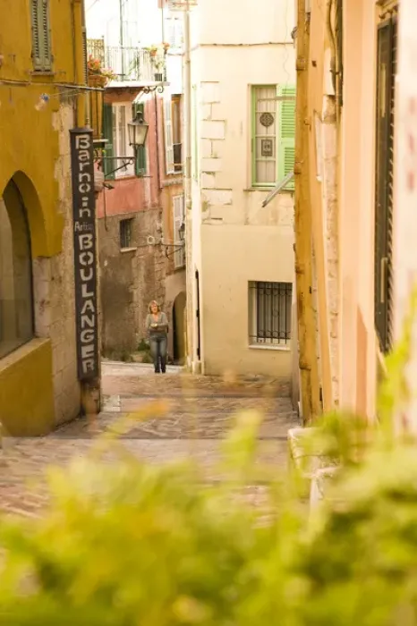 Framed Print : Colorful streets of Villefranche near Nice in the South of France Framed Print : Colorful streets of Villefranche near Nice in the South of France