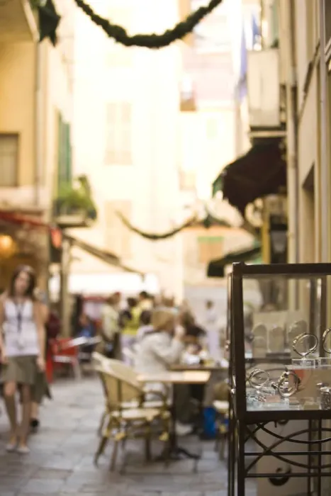 Framed Print : Colorful streets in Villefranche. Near Nice in the South of France