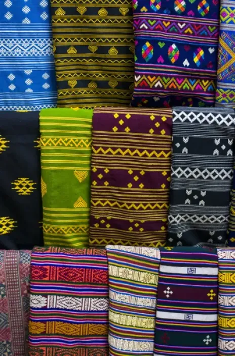 Framed Print : Colorful traditional cloth for sale, Park, Bhutan Framed Print : Colorful traditional cloth for sale, Park, Bhutan
