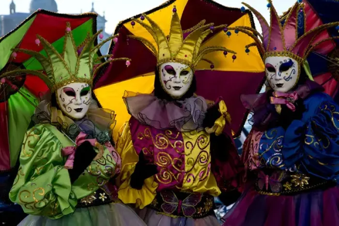 Framed Print : Colorful Trio Venice at Carnival Time, Italy Framed Print : Colorful Trio Venice at Carnival Time, Italy