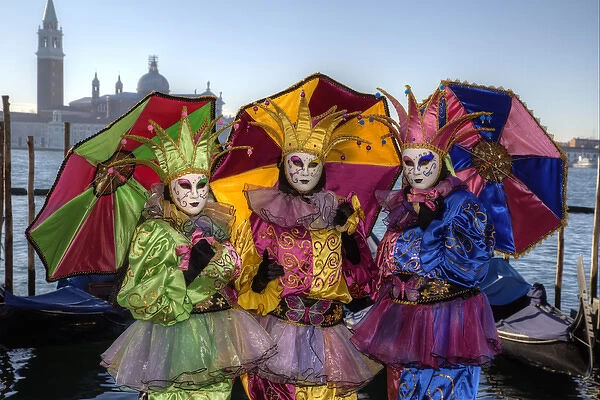 Colorful Trio Venice at Carnival Time, Italy
