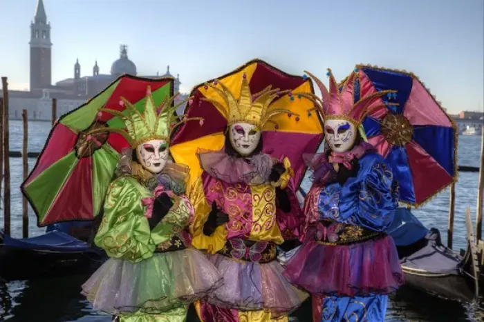Framed Print : Colorful Trio Venice at Carnival Time, Italy Framed Print : Colorful Trio Venice at Carnival Time, Italy