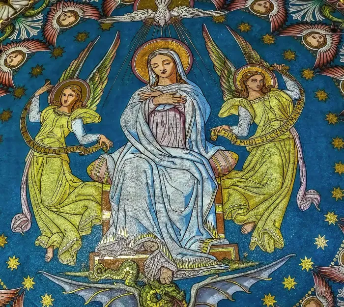 Framed Print : Colorful Virgin Mary Mosaic, Basilica of Notre Dame de Fourviere, Lyon, France. Built from 1872 to 1896. (Editorial Use Only) Framed Print : Colorful Virgin Mary Mosaic, Basilica of Notre Dame de Fourviere, Lyon, France. Built from 1872 to 1896. (Editorial Use Only)
