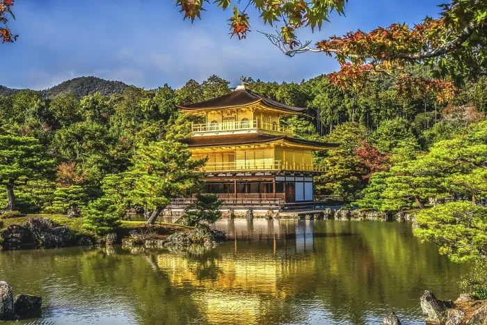 Framed Print : Colorful water reflection, Kinkaku-Ji (Rokuon-Ji) golden pavilion, Kyoto, Japan. Dates to 1397. (Editorial Use Only) Framed Print : Colorful water reflection, Kinkaku-Ji (Rokuon-Ji) golden pavilion, Kyoto, Japan. Dates to 1397. (Editorial Use Only)