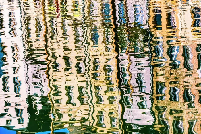 Framed Print : Colorful Waterfront reflection, Honfleur, France. Honfleur is famous for its reflections, which inspired Monet