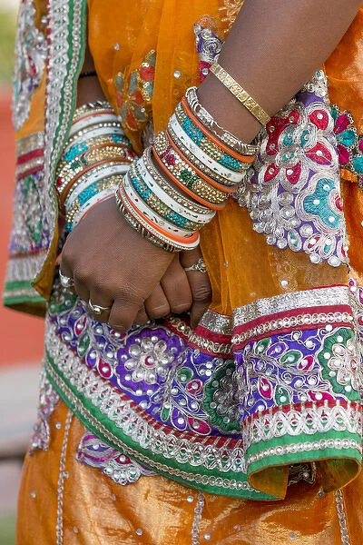 Colorful wedding costumes and sari. Model release. Pink City. Jaipur. Rajasthan. India