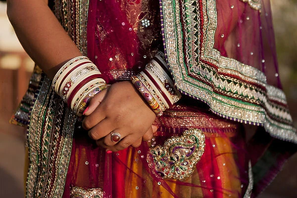 Colorful wedding costumes and sari. Model release. Pink City. Jaipur. Rajasthan. India