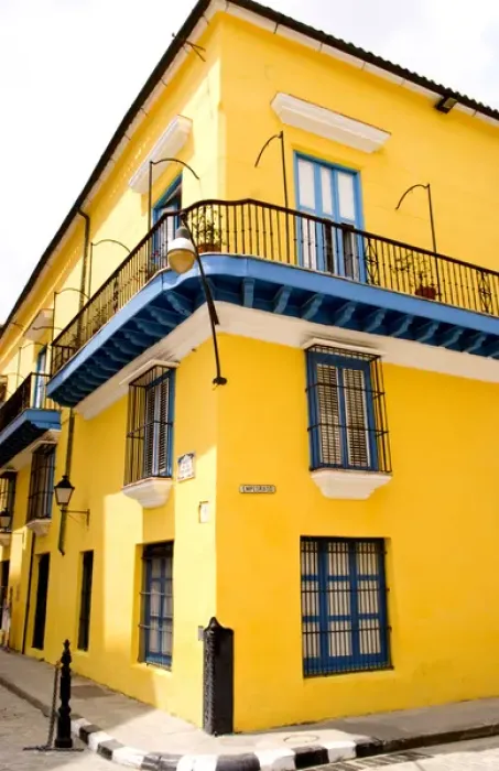 Framed Print : Colorful yellow building in Old Havana in Havana Cuba Habana Framed Print : Colorful yellow building in Old Havana in Havana Cuba Habana