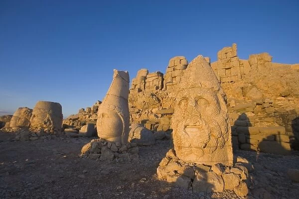 Colossal head statues of Gods guarding the tumulus of king Antiochus I Theos of Commagene