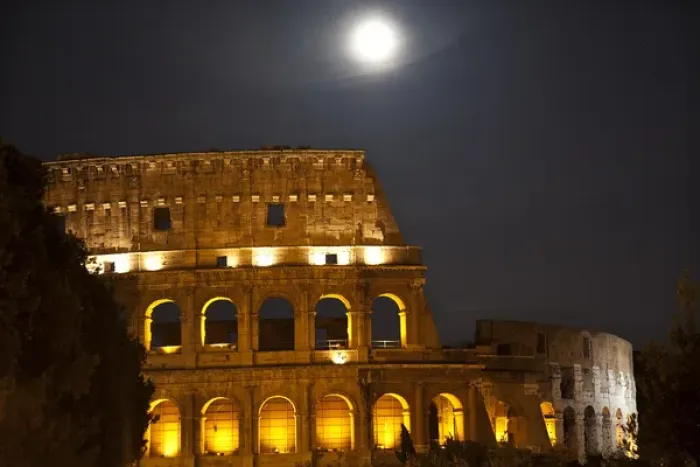 Framed Print : Colosseum Moon Stars Night Rome Italy Built by Vespacian Resubmit--In response