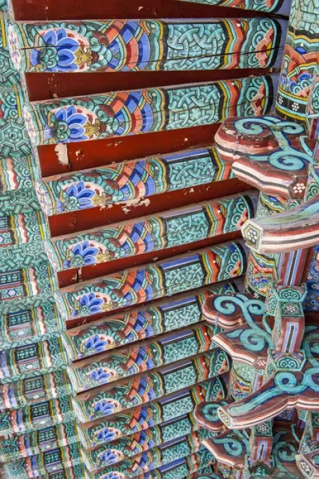 Framed Print : Coloured wooden roof in the Bulguksa temple, Unesco world heritage sight Gyeongju Framed Print : Coloured wooden roof in the Bulguksa temple, Unesco world heritage sight Gyeongju