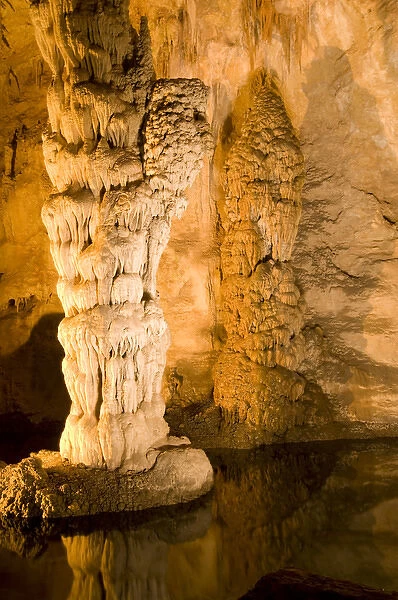 Column formations in the 8. 2-acre Big Room cave, 750 feet into the Earth, Carlsbad
