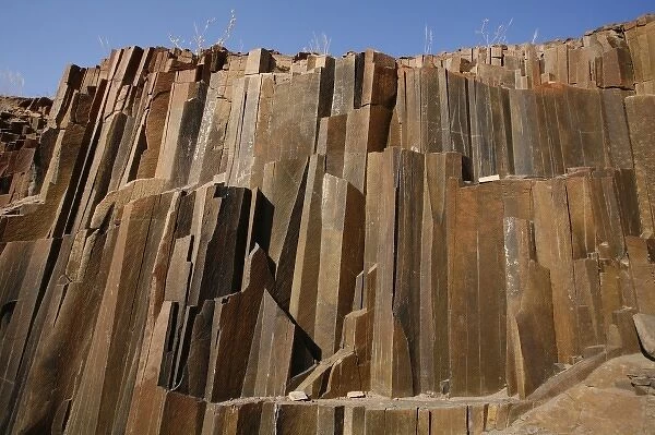 Columnar basalt locally known as The Organ Pipes, Damaraland, Namibia. Rock columns