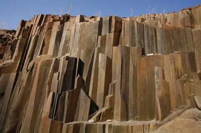 Framed Print : Columnar basalt locally known as The Organ Pipes, Damaraland, Namibia. Rock columns Framed Print : Columnar basalt locally known as The Organ Pipes, Damaraland, Namibia. Rock columns