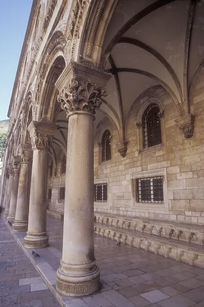 Columns at the Rectors Palace. Old Town Dubrovnik. Croatia