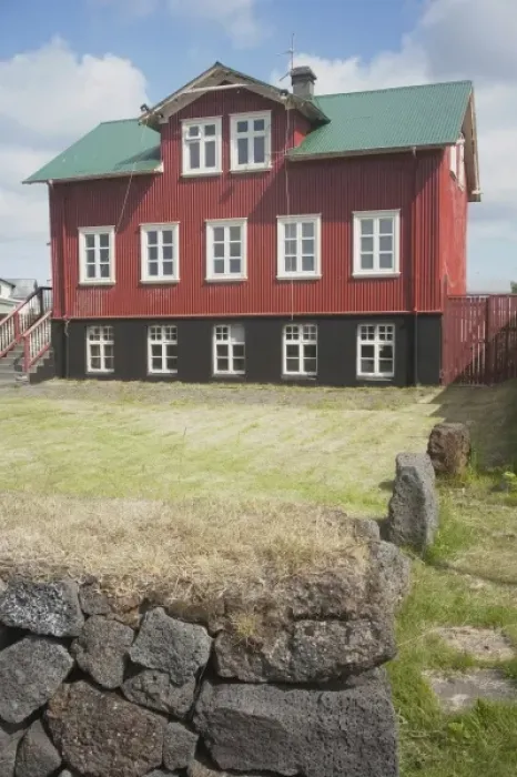 Framed Print : Community center of the village of Vik, Icelands southernmost settlement