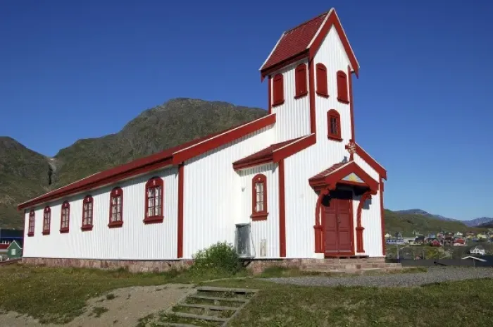 Framed Print : Community church, Narsaq, Greenland Framed Print : Community church, Narsaq, Greenland