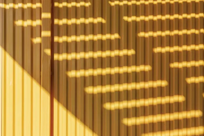 Framed Print : Coney Island, Brooklyn, New York, USA. Striped shadows on a yellow building Framed Print : Coney Island, Brooklyn, New York, USA. Striped shadows on a yellow building