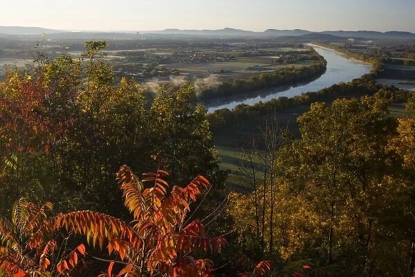The Connecticut River at dawn as seen from South Sugarloaf Mountain in the Sugarloaf