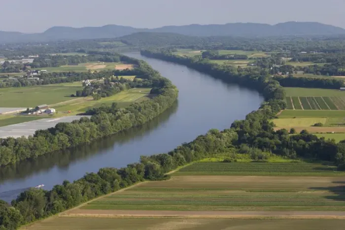 Framed Print : The Connecticut River as seen from South Sugarloaf Mountain in Deerfield, Massachusetts