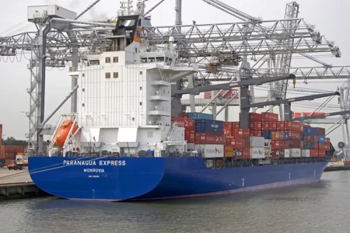 Framed Print : Container ship at the Port of Rotterdam, Netherlands