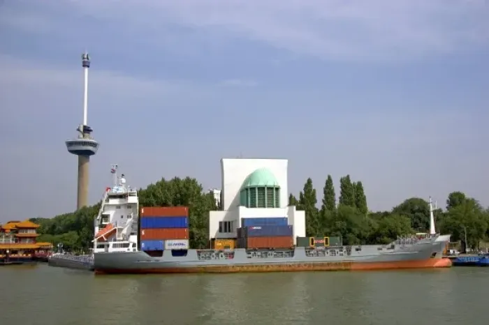 Framed Print : Container ship at the Port of Rotterdam, Netherlands