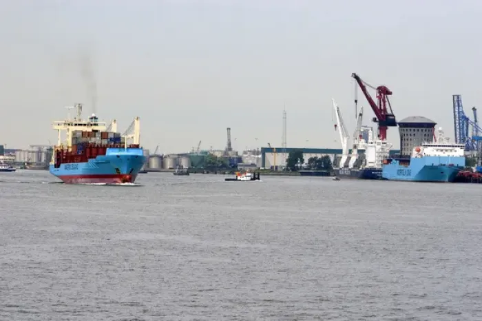 Framed Print : Container ships at the Port of Rotterdam, Netherlands