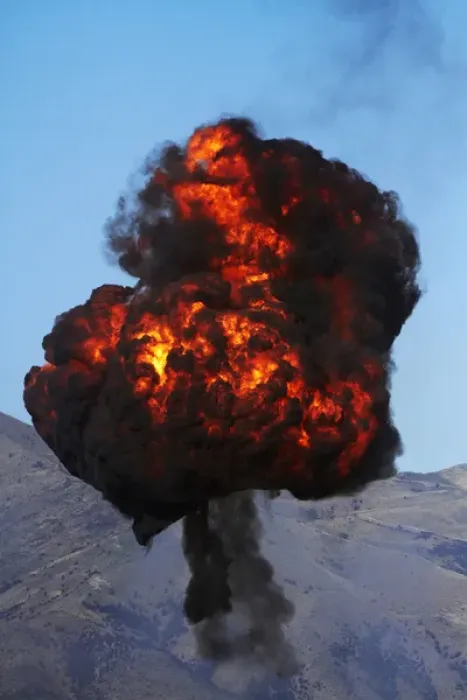 Framed Print : Controlled Explosions at Warbirds Over Wanaka Airshow, Otago, South Island, New Zealand