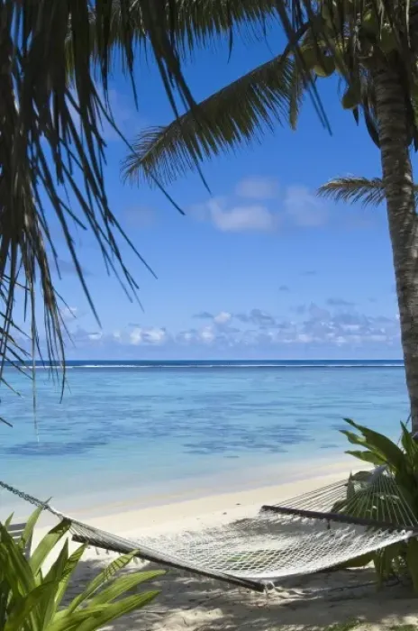 Framed Print : Cook Islands, Rarotonga. Beach hammock Framed Print : Cook Islands, Rarotonga. Beach hammock