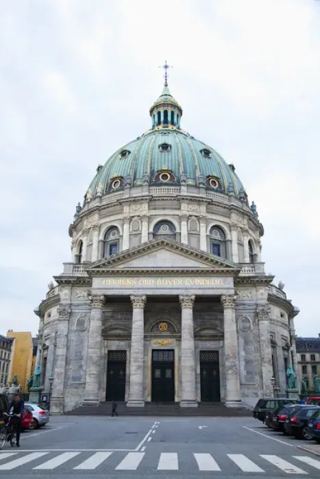 Framed Print : Copenhagen, Denmark - The front of a historic building with columns and a dome. In Framed Print : Copenhagen, Denmark - The front of a historic building with columns and a dome. In