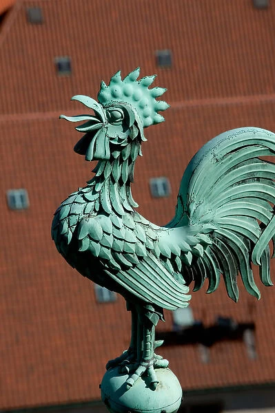 Copper rooster on roof of Saint Vituss Cathedral in Prague Castle, Prague, Czech
