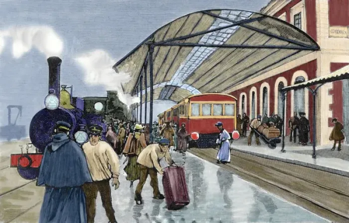Framed Print : Cordoba Station. Arrival of a passenger train from Madrid