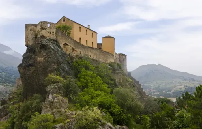Framed Print : Corsica. France. Europe. Fortress on rock in Corte