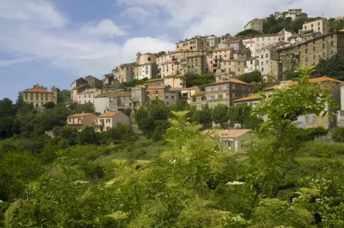 Framed Print : Corsica. France. Europe. Mountain village of Pieve Framed Print : Corsica. France. Europe. Mountain village of Pieve