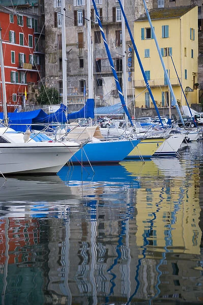 Corsica. France. Europe. Sailboats at the marina at Old Port in Bastia