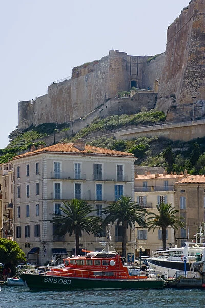 Corsica. France. Europe. Walled citadel enclosing the old city rises above the inner