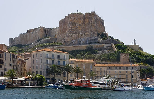 Corsica. France. Europe. Walled citadel enclosing the old city rises above the inner