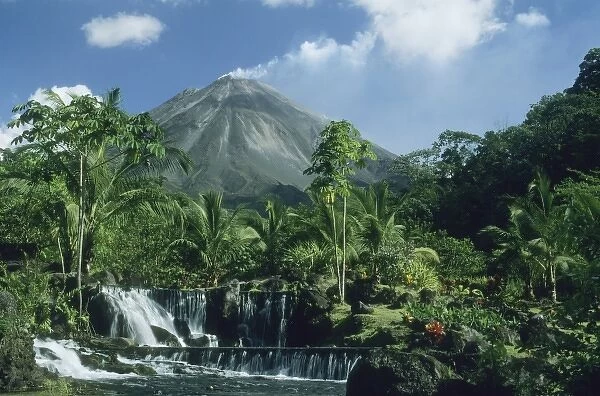 Costa Rica, Arenal National Park, steam eruption visible from Tabacon Hot Springs