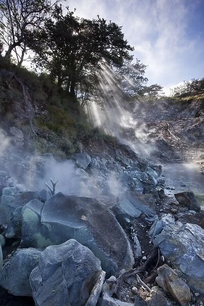 Costa Rica, Guanacaste Province, Miravalles, Steam rises up from fumarole in volcanic