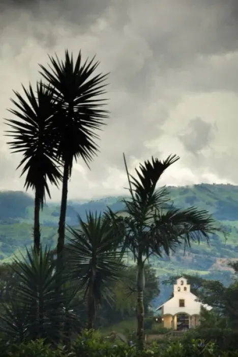 Framed Print : Costa Rica, Los Angeles Cloud Forest Reserve, Mariana Wedding Chapel at Dusk, Vertical