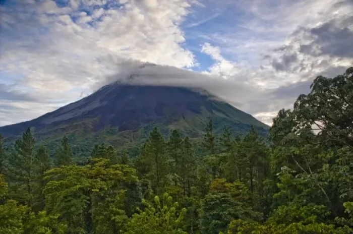 Framed Print : Costa Rica, Volcano Arenal National Park, Volcano Arenal from Arenal Observatory Lodge