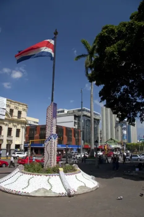 Framed Print : Costa Rican flag displayed at Parque Central in the city of San Jose, Costa Rica Framed Print : Costa Rican flag displayed at Parque Central in the city of San Jose, Costa Rica