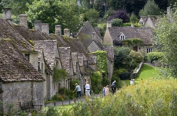 Cotswold stone cottages in the village of Bibury, Gloucestershire, England