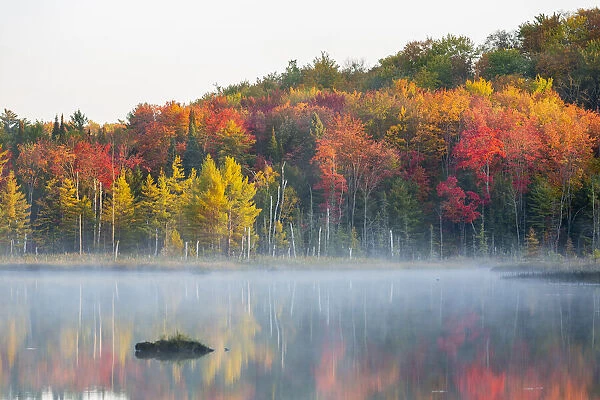 Council Lake in fall color, Alger County, Michigan