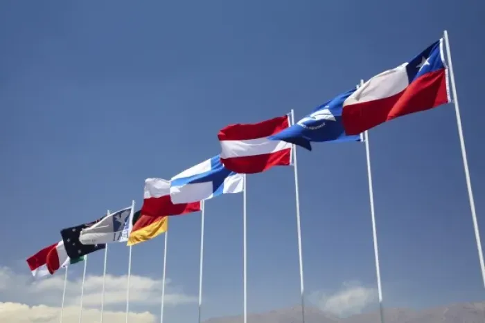 Framed Print : Country Flags at FAI World Sailplane Grand Prix, Santiago, Chile, South America