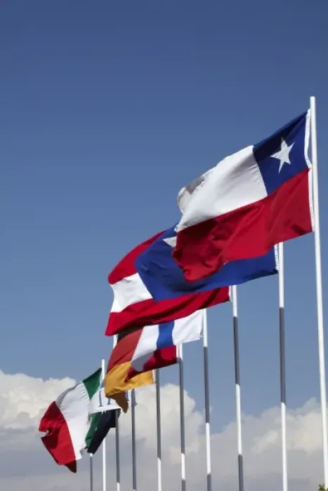 Framed Print : Country Flags at FAI World Sailplane Grand Prix, Santiago, Chile, South America
