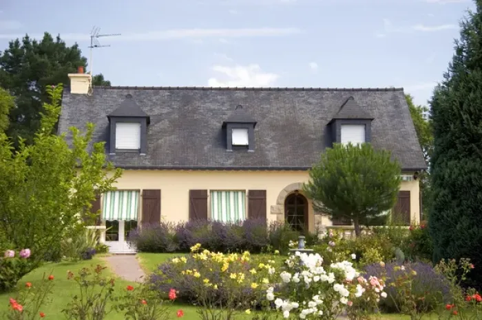 Framed Print : A country house in the department of Ille-et-Vilaine in Brittany, northwestern France